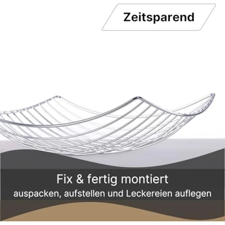 DESIGN DELIGHTS Obstschale Früchtekorb PLATEAU, 34 cm, Metall verchromt Obstkorb, Obstschale, Metall – Bild 4