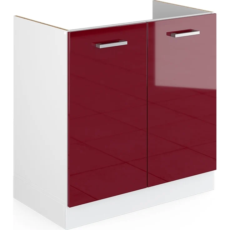 Küchenfront R-Line Rot Hochglanz 79.2 x 71.3 cm Möbelfront für den Spülenunterschrank Vicco – Bild 5