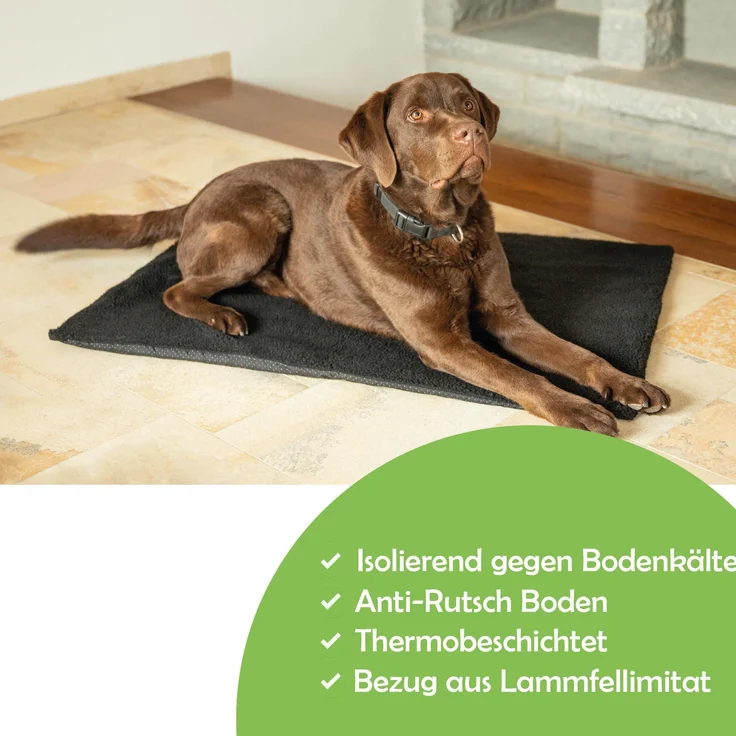 Selbstheizende Tierdecke ( Schwarz / 70x100cm ) - ÖKO TEX 100 - mit Reissverschluss, thermoisolierende, kuschelig weiche, waschbare Haustierdecke – Bild 3
