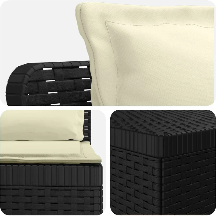 vidaXL 5-Sitzer Gartensofa mit Kissen Rattan-Look PP Anthrazit 3443906 – Bild 7