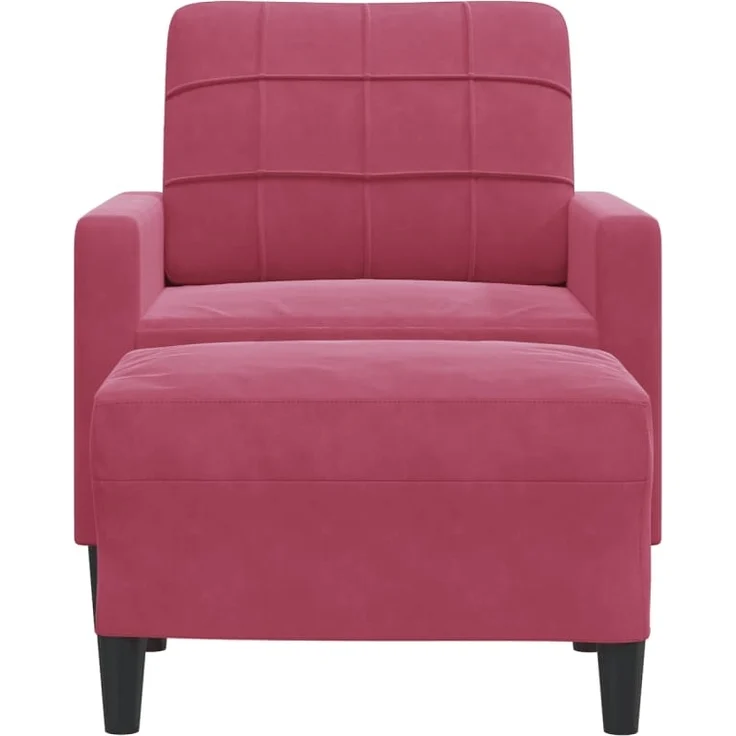 vidaXL Sessel mit Hocker Weinrot 60 cm Samt 3278261 – Bild 2
