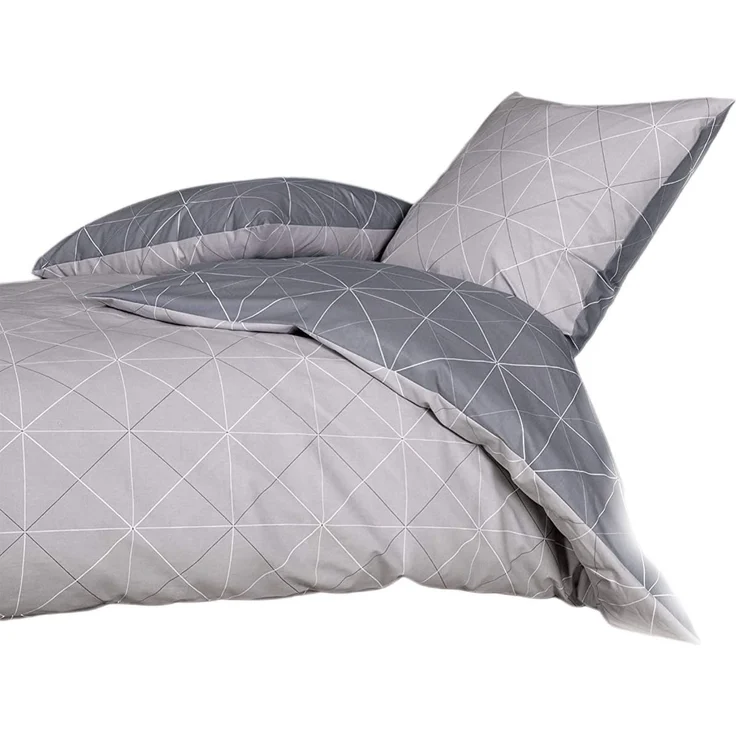 soma Bettwäsche Bettbezug 135x200 80x80 geometirisch gestreift grau bieber warm, Biber, 2 teilig, Warme Biber Flanell Bettwäsche 135x200 Herbst Winter kuschelig weich – Bild 5