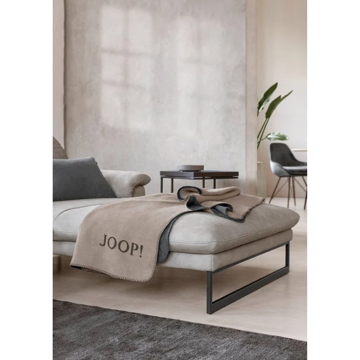 JOOP! 'Uni-Doubleface' Wohndecke, Baumwollmischgewebe, stein / anthrazit, 150 x 200 cm – Bild 4