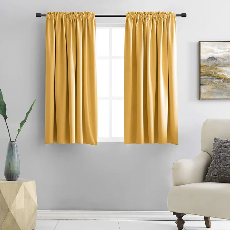 DONREN Verdunkelungsvorhänge für Schlafzimmer, wärmeisoliert, mit Tunnelzug, 2 Schals, 106,7 x 114,7 cm (B x L), Goldgelb
