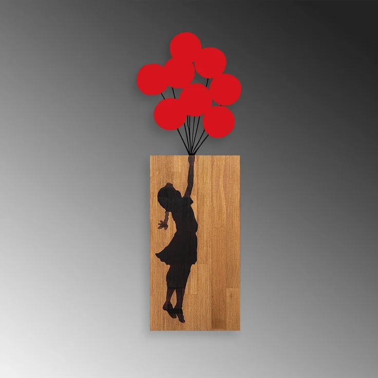 dekoratives Wandaccessoire aus Holz, 'Ma-368', 70 x 3 x 62, Nussbaum, Schwarz – Bild 6