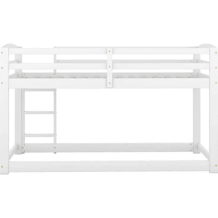 Kinder Etagenbett 90x200 cm,Platzsparendes Holz-Etagenbett mit Leiter und Sicherheitsgeländer,Jugendbett,Weiß – Bild 6