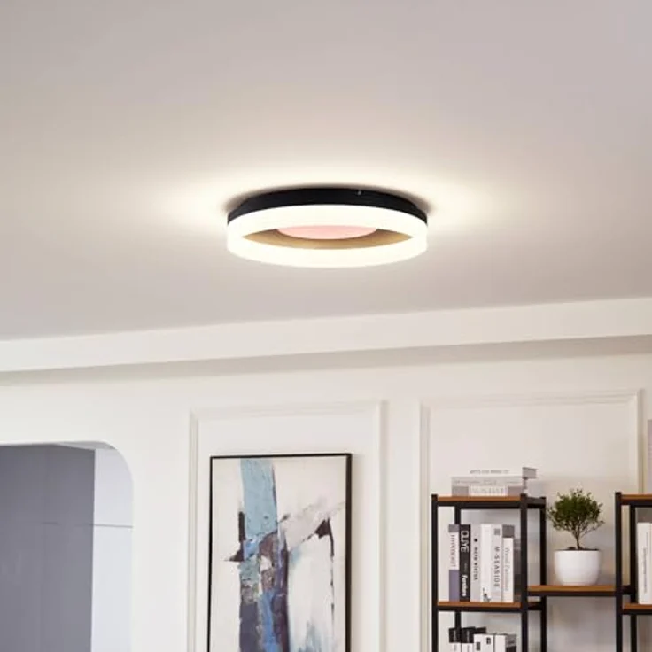 Lucande LED Smart Home Deckenlampe Squillo, dimmbar mit Leselampe, modern, schwarz, 1-flammig, energiesparend mit Fernbedienung – Bild 2