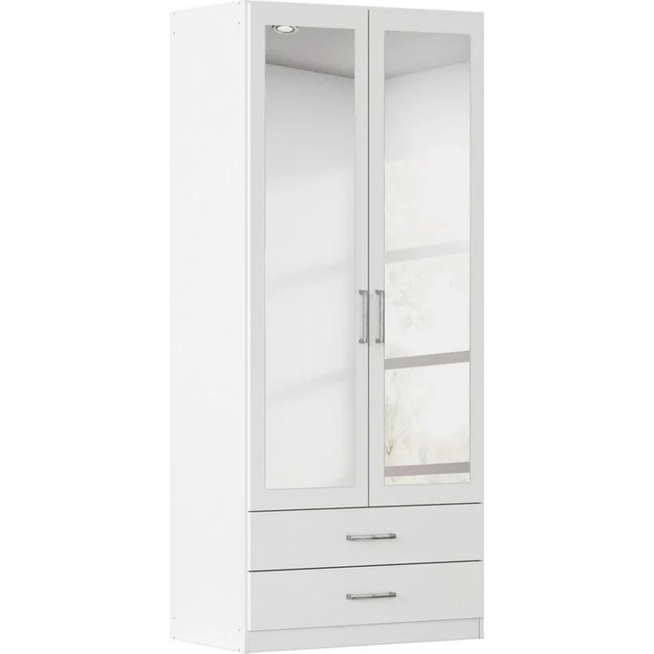 rauch Kleiderschrank Schrank Garderobe Mehrzweckschrank Schlafzimmer Ankleide Möbel GAMMA (in 3 Ausstattungen BASIC/CLASSIC/PREMIUM (inkl. SOFT-CLOSE-Funktion) Weiß, 91 cm breit, 2 Schubladen MADE IN GERMANY – Bild 1
