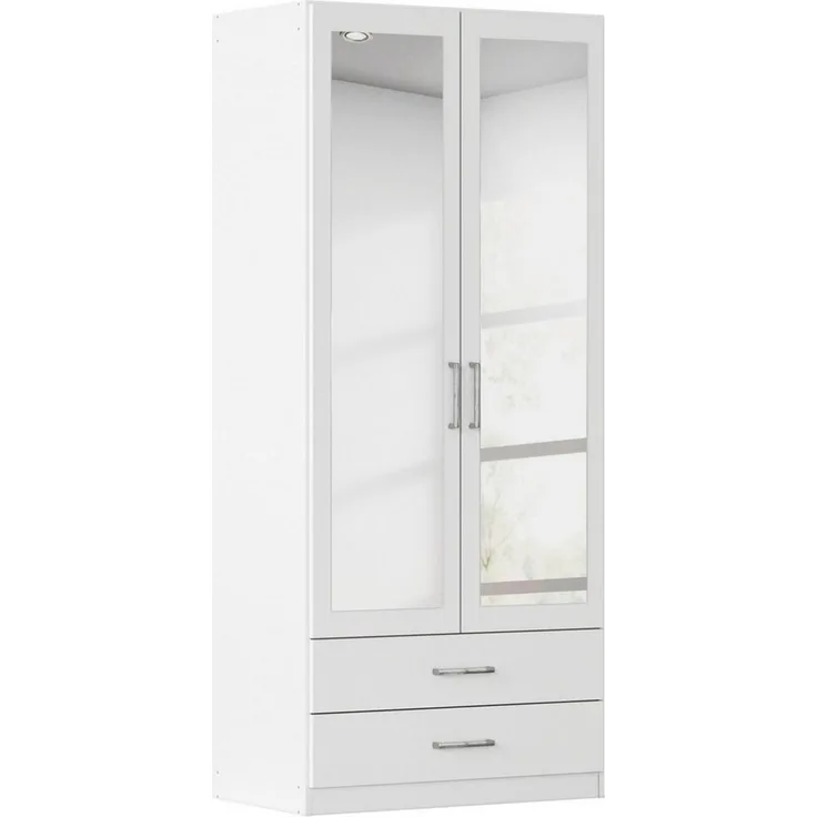 rauch Kleiderschrank Schrank Garderobe Mehrzweckschrank Schlafzimmer Ankleide Möbel GAMMA (in 3 Ausstattungen BASIC/CLASSIC/PREMIUM (inkl. SOFT-CLOSE-Funktion) Weiß, 91 cm breit, 2 Schubladen MADE IN GERMANY