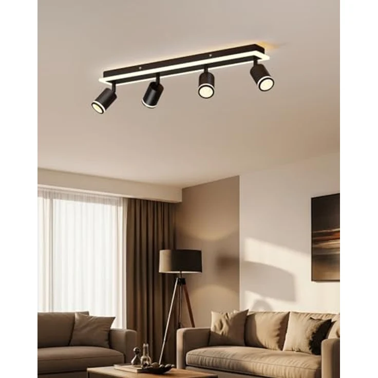 LVWIT LED Deckenstrahler Deckenlampe Schwarz, 4 Flammig GU10 Deckenleuchte 350° Schwenkbar Strahler Spots Innen Deckenspot Flurlampe Lang für Wohnzimmer Küche Schlafzimmer Ohne Leuchtmittel – Bild 4