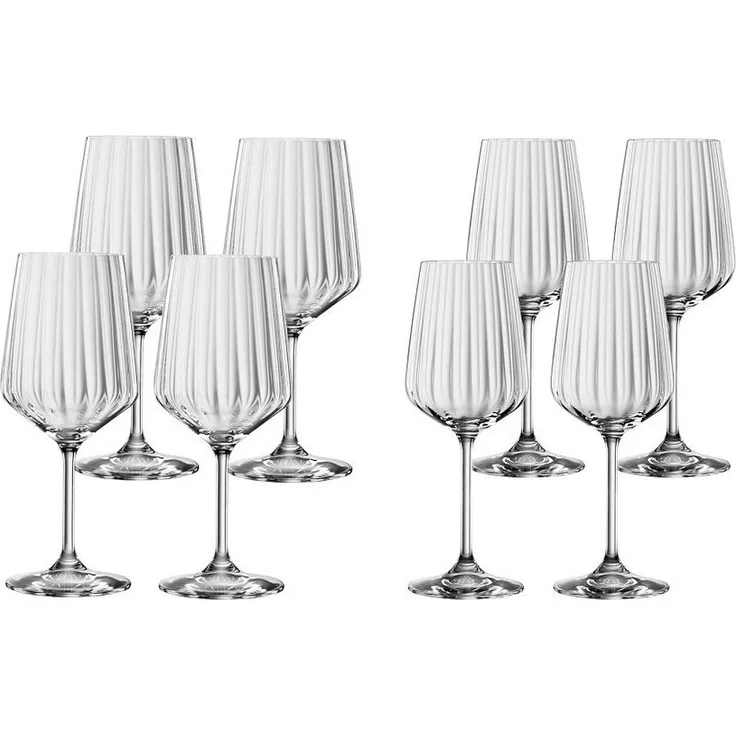 SPIEGELAU Weinglas Spiegelau Lifestyle 4x Rotwein + 4x Weißwein Gläser, Kristallglas