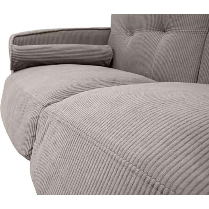 GARDENIA Festes Sofa Bezug aus Samt und Füllung aus Polyester, mit Holzbeinen und abnehmbaren Kissen Joy, Taupe, 130 x 75 x 73 cm – Bild 5
