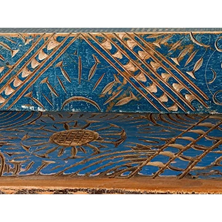 Mangoholz Wandboard Blue Lagoon: Südsee Flair fürs Bad, Farbige Unikate, 70x16x23 cm – Bild 6