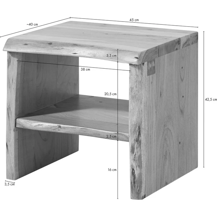 Nachttisch Akazie 45x40x45 natur lackiert PURE ACACIA #310 – Bild 8