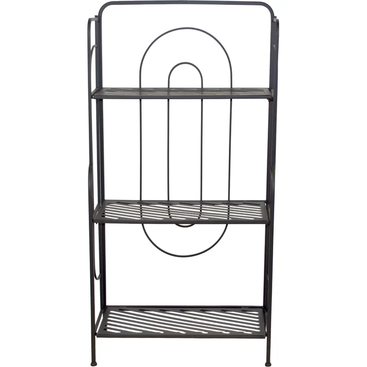 Metall Standregal 60x28x120 cm Schwarz – 3 Ablagen Gitterböden – Balkon/Terrasse – Bild 3
