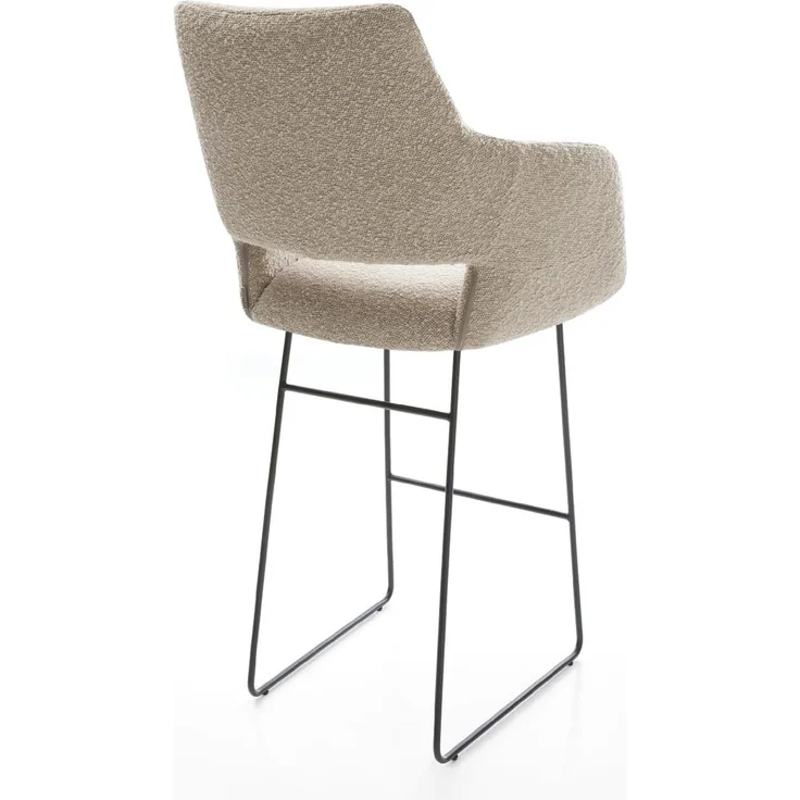 Barstuhl Yago-Flex Bouclé Schlamm Kufengestell Metall Schwarz Taschenfederkern – Bild 6
