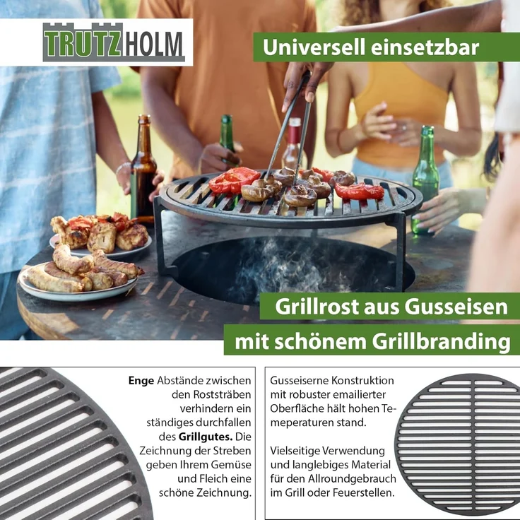 Trutzholm Grillrost rund emailliert, Gusseisen grau, Ø 34,3 cm – Bild 6