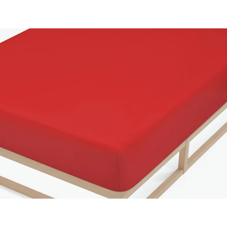 biberna Feinjersey-Spannbetttuch, 100 % Baumwolle, rot, 1x 180x200 cm - 200x200 cm
