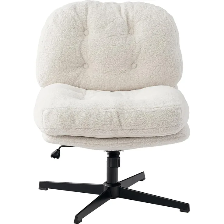 MEUBLE COSY Bürostuhl Ergonomisch Schreibtischstuhl mit höhenverstellbar Wippfunktion 360° Drehbar für Büro, Bouclé-Stoff, Weiß