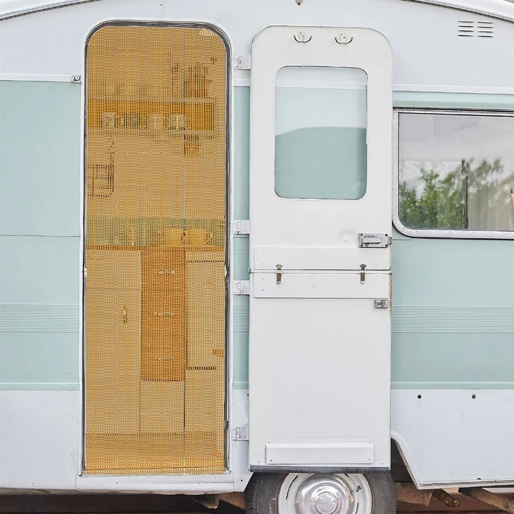 Fadenvorhang ( 56x185cm ) in Gold, Caravan Camping Fadengardine ideal für Wohnwagen / Wohmobil als Türvorhang – Bild 2