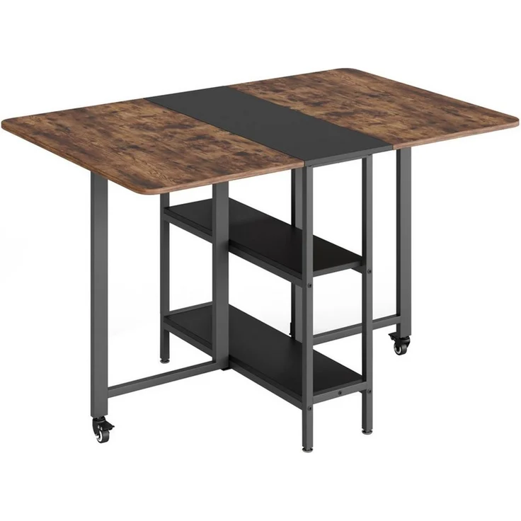 Mondeer Esstisch Klappbarer (1 Tisch), Gestell aus Metall, mit Zwei offene Ablagefächer, Breite 140cm – Bild 5