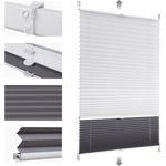 Sekey Plissee Doppelplissee Day+Night Verdunkelung ohne Bohren verspannt Lichtschutz, Klemmfix, 60x200 cm Weiß und Grau