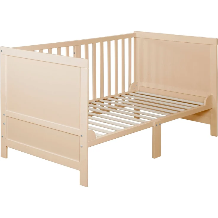 roba Babybett EASY SLEEP 70 x 140 cm inkl. Umbauecken - Mitwachsendes Gitterbett 3-fach höhenverstellbar - 3 Schlupfsprossen - Holz natur – Bild 8