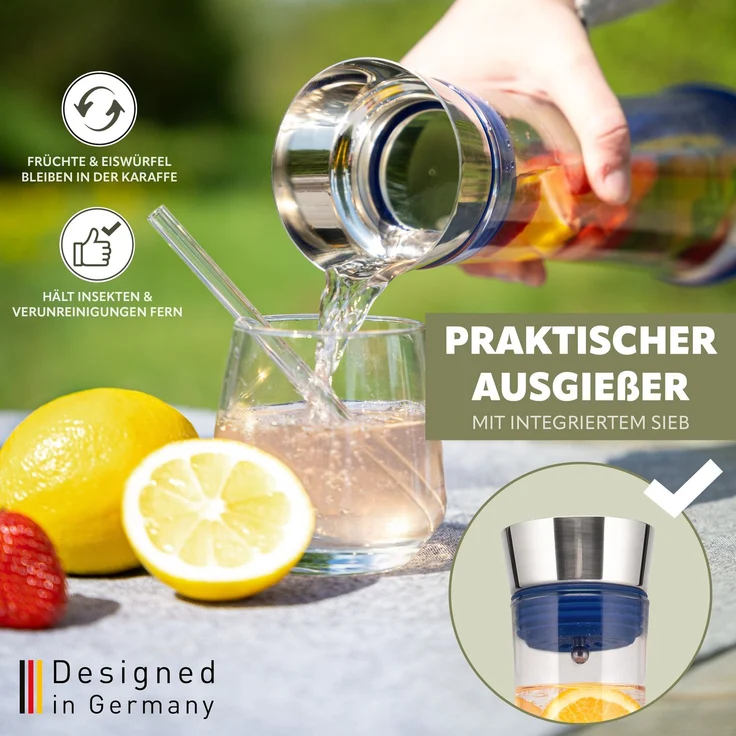 bremermann Karaffe CAROLA mit Silikonfuß - zerlegbarer Deckel - 1 Liter – Bild 3