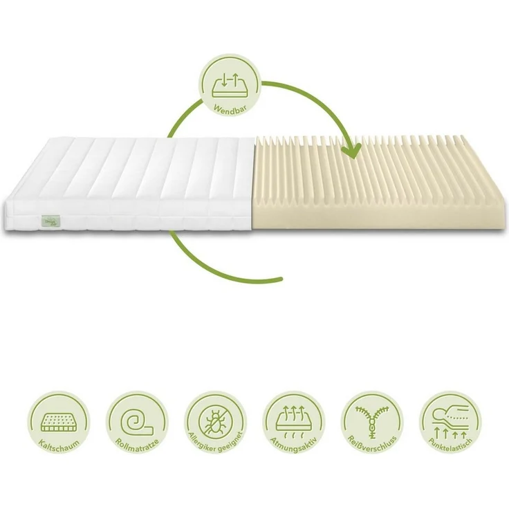 DREAMSTAR Easy Flex | orthopädische 7-Zonen Kaltschaummatratze | Öko-Tex Zertifiziert | Härtegrad 2 und 3 (H2 & H3) | Rollmatratze | 80x200 cm – Bild 2