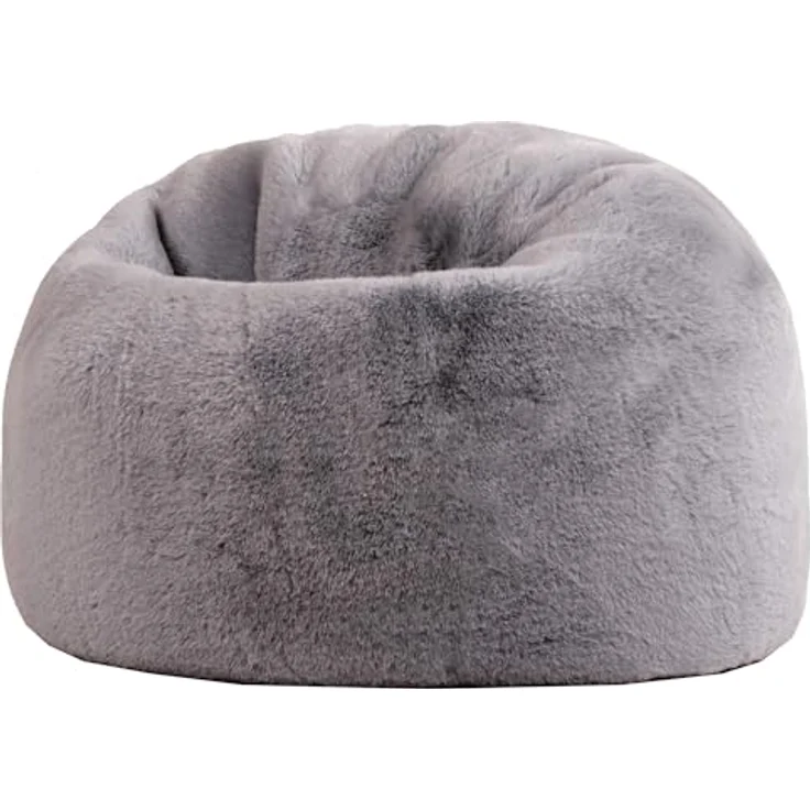 Icon Kingston Sitzsack Kinder, Hellgrau, Flauschiger Kunstpelzstoff, Sitzsack Flauschig mit Füllung, Bequemer Kinder Sessel, Kuschelsessel, Lese Sessel, Schlafzimmer, Kinderzimmer, Spielzimmer – Bild 2