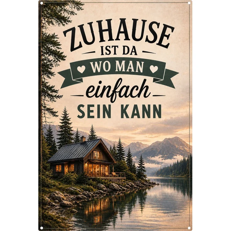 AstraDesign Blechschild 20x30cm - Zuhause ist da wo man einfach sein kann Schild – Metall – Mehrfarbig – AD0443