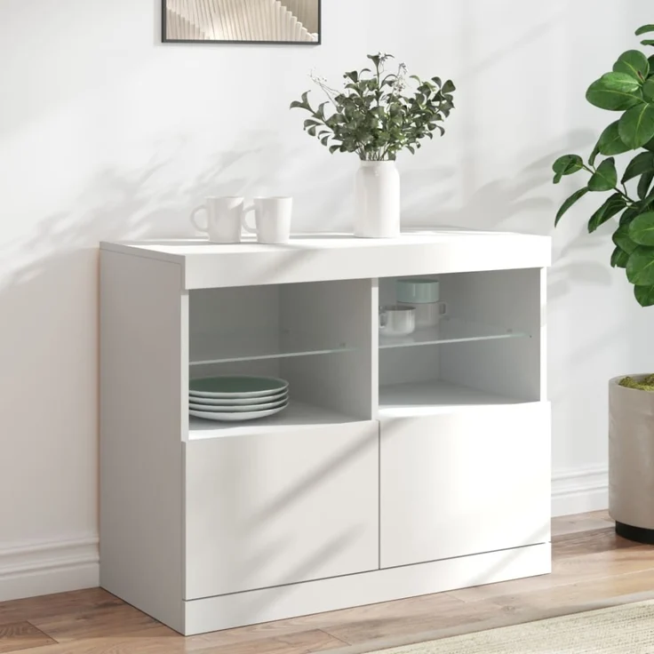 vidaXL Sideboard mit LED-Leuchten Weiß 81x37x67 cm 836658 – Bild 1