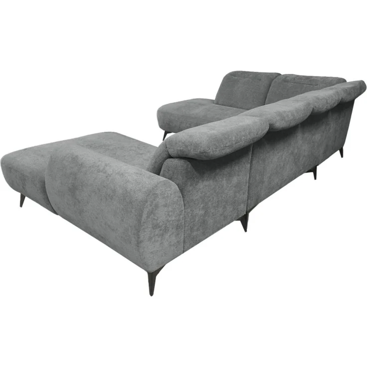 Wohnlandschaft Sofa U-Form ALETTE in Stoff Doha Dunkelgrau Lange Schenkel Links – Bild 3