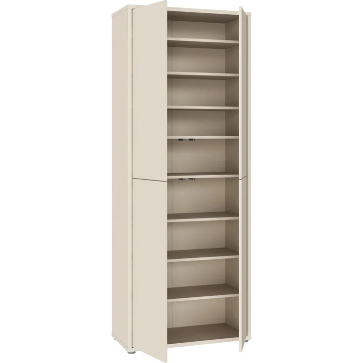 Forte ALICE SPRINGS Schuhschrank 70 80, moderner Flurschrank mit 4 Türen und 8 Einlegeböden, Holzwerkstoff, Kaschmir/Beige, 74,5 cm breit x 191,9 cm hoch x 34,9 cm tief – Bild 5