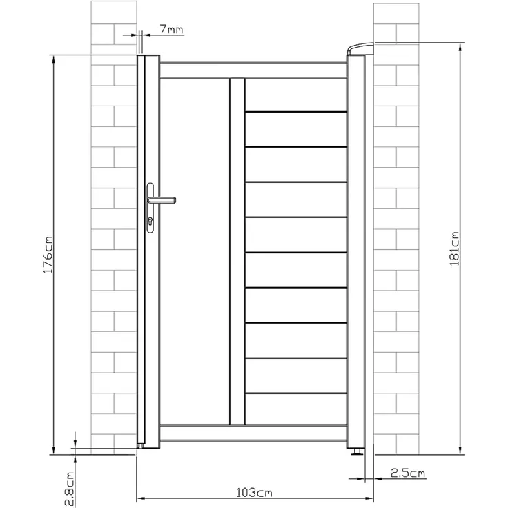 Vente-unique - GREGOR Pedestrian gate Metall Grau - B 4,6 cm x H 176 cm x L 100 cm – Bild 6