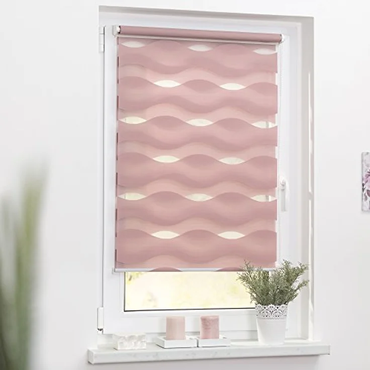 Lichtblick Sonnenschutzsysteme GmbH Doppelrollo Stockholm 100 cm x 150 cm (BxL) Altrosa Duo Rollo in extravagantem Stil; Klemm- und schraubbar; Lichtdurchlässig und blickdicht – Bild 5
