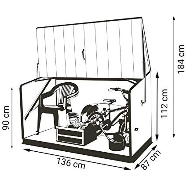 Trimetals Metall Gerätebox Fahrradgarage Stowaway | Anthrazit | 87 x 136 x 112 cm – Bild 7