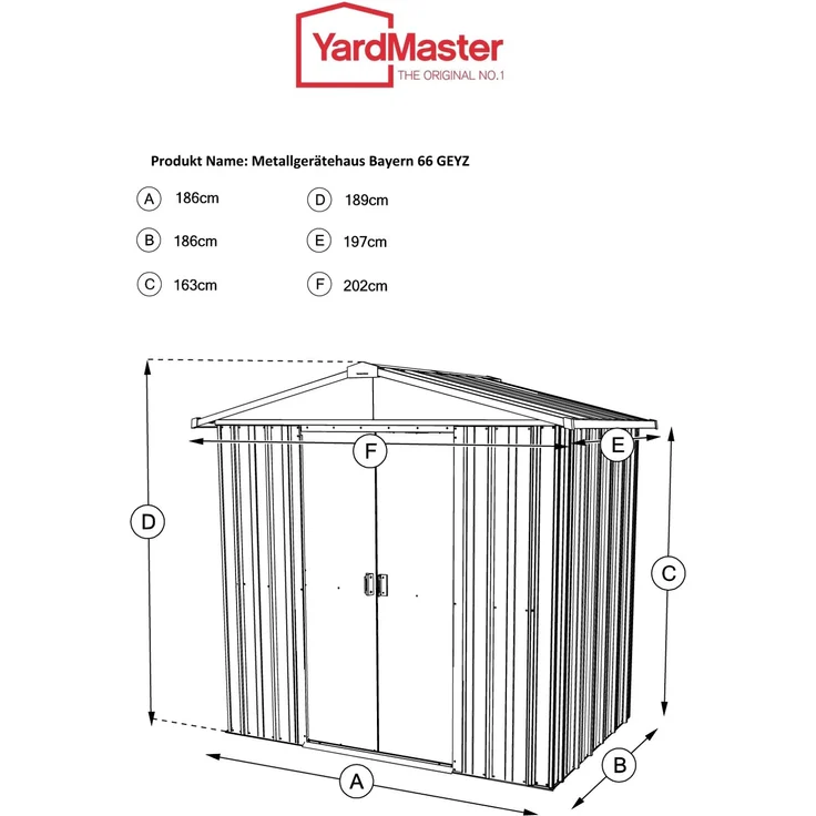Yardmaster Metall-Gerätehaus "Bayern" Modell 66, grün, 3,46 m²,ohne Bodenrahmen – Bild 5
