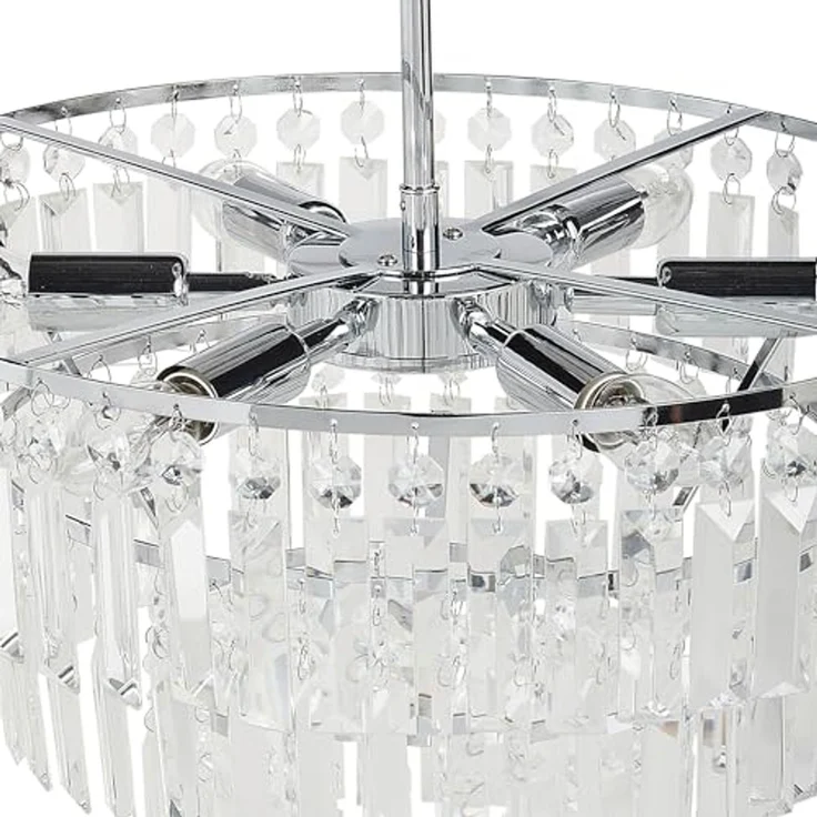 'Ameneiro' Kronleuchter 6-flammig, Metall transparent silber Kristall-Optik, 45 x 45 x 42 cm – Bild 5