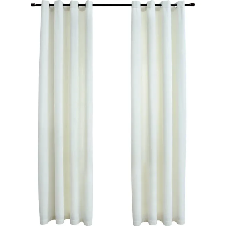 Verdunkelungsvorhänge | für Wohnzimmer & Schlafzimmer mit Ösen 2 Stk. Samt Creme 140x175 cm