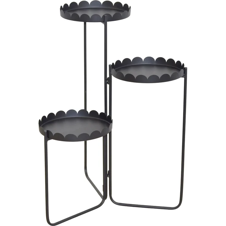 Blumenständer Metall Schwarz klappbar 70cm – Pflanzenständer 3 Ebenen Blumentreppe – Bild 2