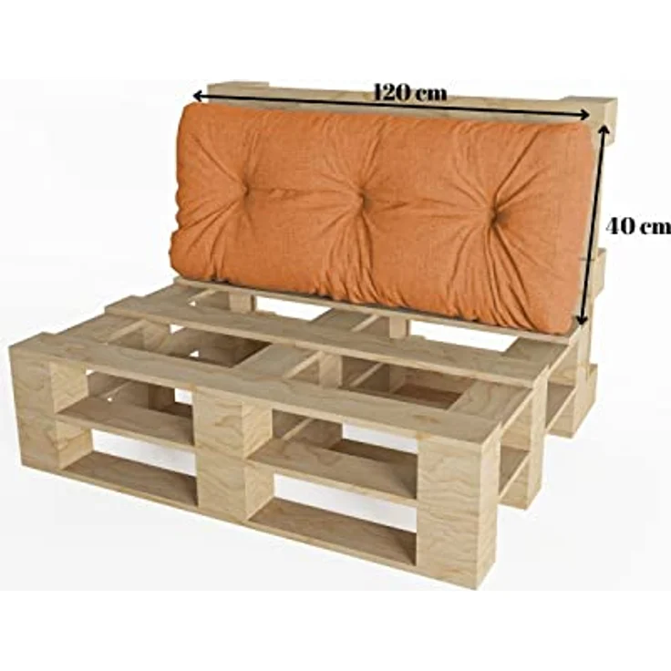 chilly pilley Palettenauflage Schaumflocken palettenkissen Palettenpolster Palettenmöbel Palettensofa Rückenlehne Sitzkissen Seitenkissen Set (3er Set Orange) – Bild 6