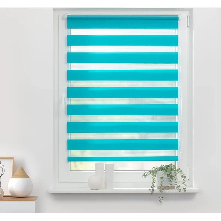 Lichtblick Sonnenschutzsysteme GmbH Doppelrollo Kopenhagen 55 cm x 150 cm (BxL) Blau modernes Duo Rollo; Klemm- und schraubbar; Lichtdurchlässig und blickdicht – Bild 2