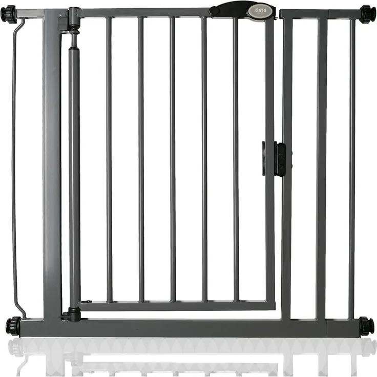Safetots Druckmontage Selbstschließendes Treppengitter, 82.2cm - 89.2cm, Schiefergrau, Automatisch Schließendes Babygitter, Sicherheitsbarriere für Kleinkinder, Einfache Installation