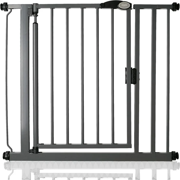 Safetots Druckmontage Selbstschließendes Treppengitter, 82.2cm - 89.2cm, Schiefergrau, Automatisch Schließendes Babygitter, Sicherheitsbarriere für Kleinkinder, Einfache Installation