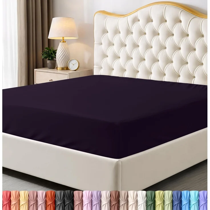 Utopia Bedding Spannbettlaken für King-Size-Betten, Tiefe Tasche, weiche Mikrofaser, schrumpf- und lichtbeständig, pflegeleicht, nur 1 Spannbetttuch (lila)