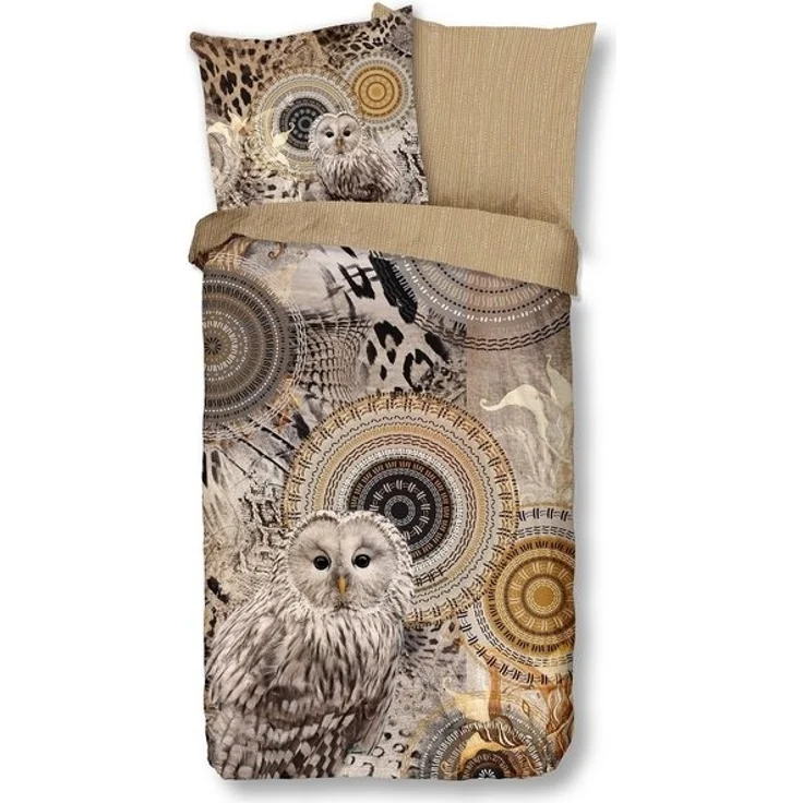 Traumschloss Bettwäsche Feinbiber, Biber, 2 teilig, beige Mandalas mit Eule – Bild 2