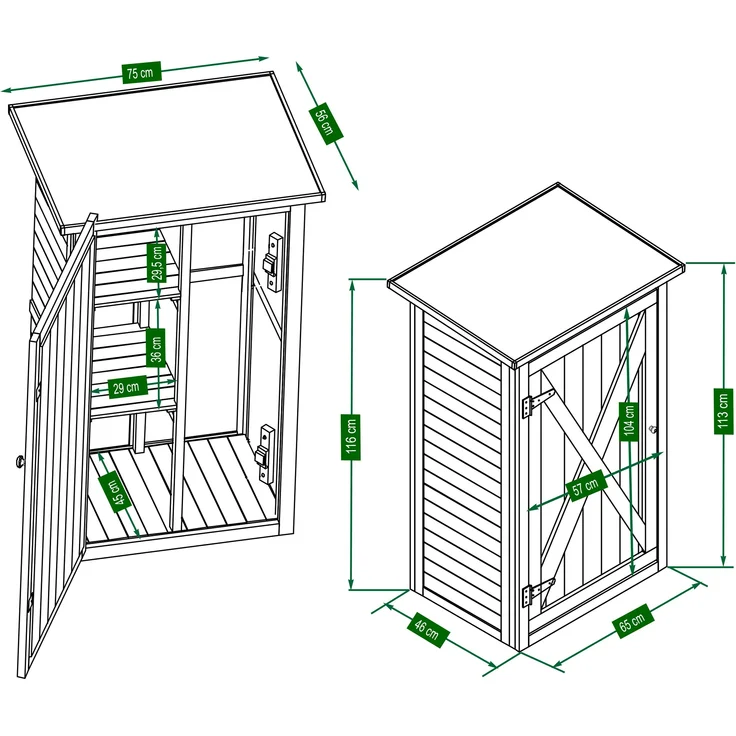 HABAU Gartenschrank "Benno" aus Holz, Grau, 76 x 56 x 117 cm – Bild 8