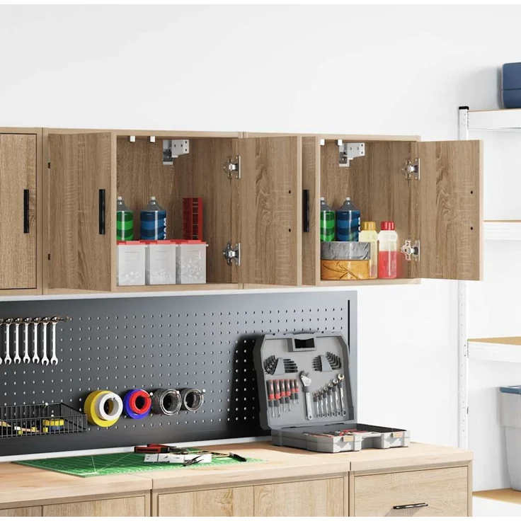 vidaXL Garagen-Wandschränke 2 Stk. Sonoma-Eiche Holzwerkstoff 860648 – Bild 1