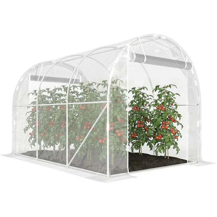 MELAYR, Tunnelgewächshaus 3x2x2 m mit 2 Rolltoren, Struktur aus verzinktem Stahl, Transparent
